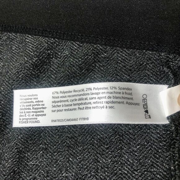 Eileen Fisher Leggings Women L Charcoal Herringbone Pull-On Pants Minimalist - Picture 8 of 13
